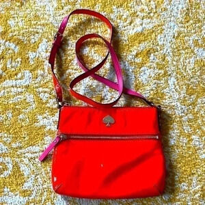 Kate Spade, red and pink leather Crossbody small purse